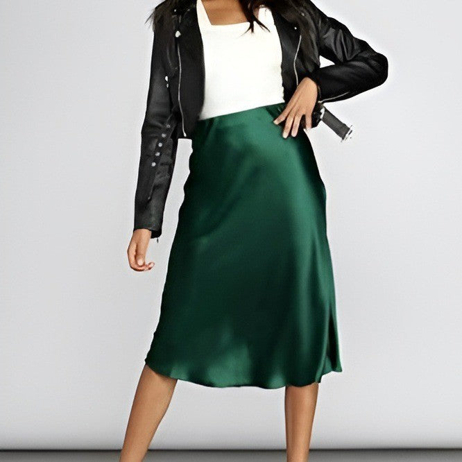 Choubery Effortless Glam Autumn Midi Satin Skirt