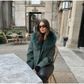Choubery Elegant Enchanted Lake Vintage Fur-Trimmed Flight Jacket