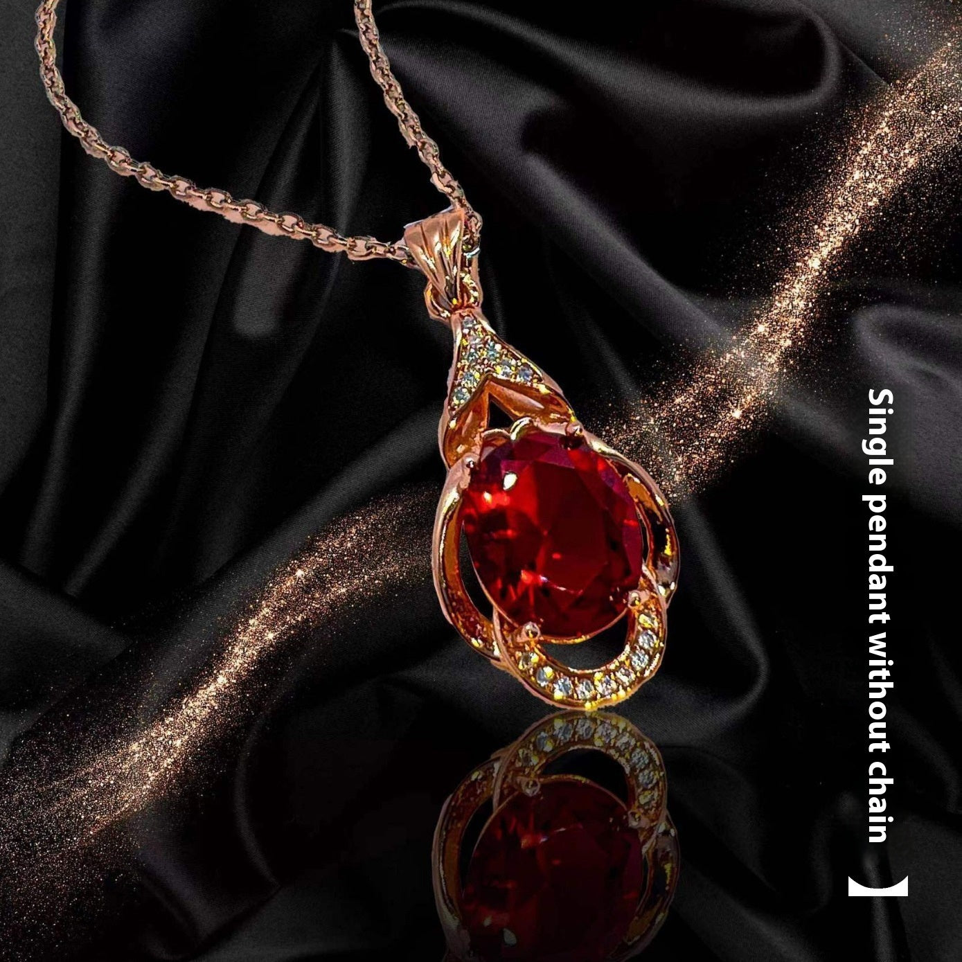 Choubery Ruby Heart Gemstone Pendant Necklace Jewelry Set