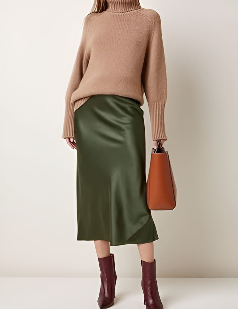 Choubery Effortless Glam Autumn Midi Satin Skirt