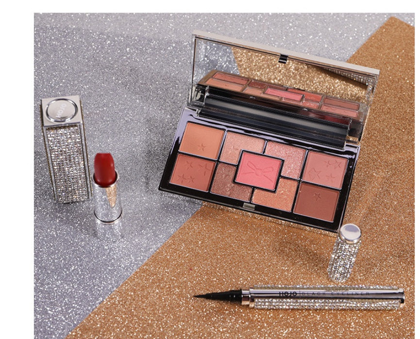 Choubery Champagne 3-Piece Cosmetic Set (compact+Lipstick+Eyeliner)