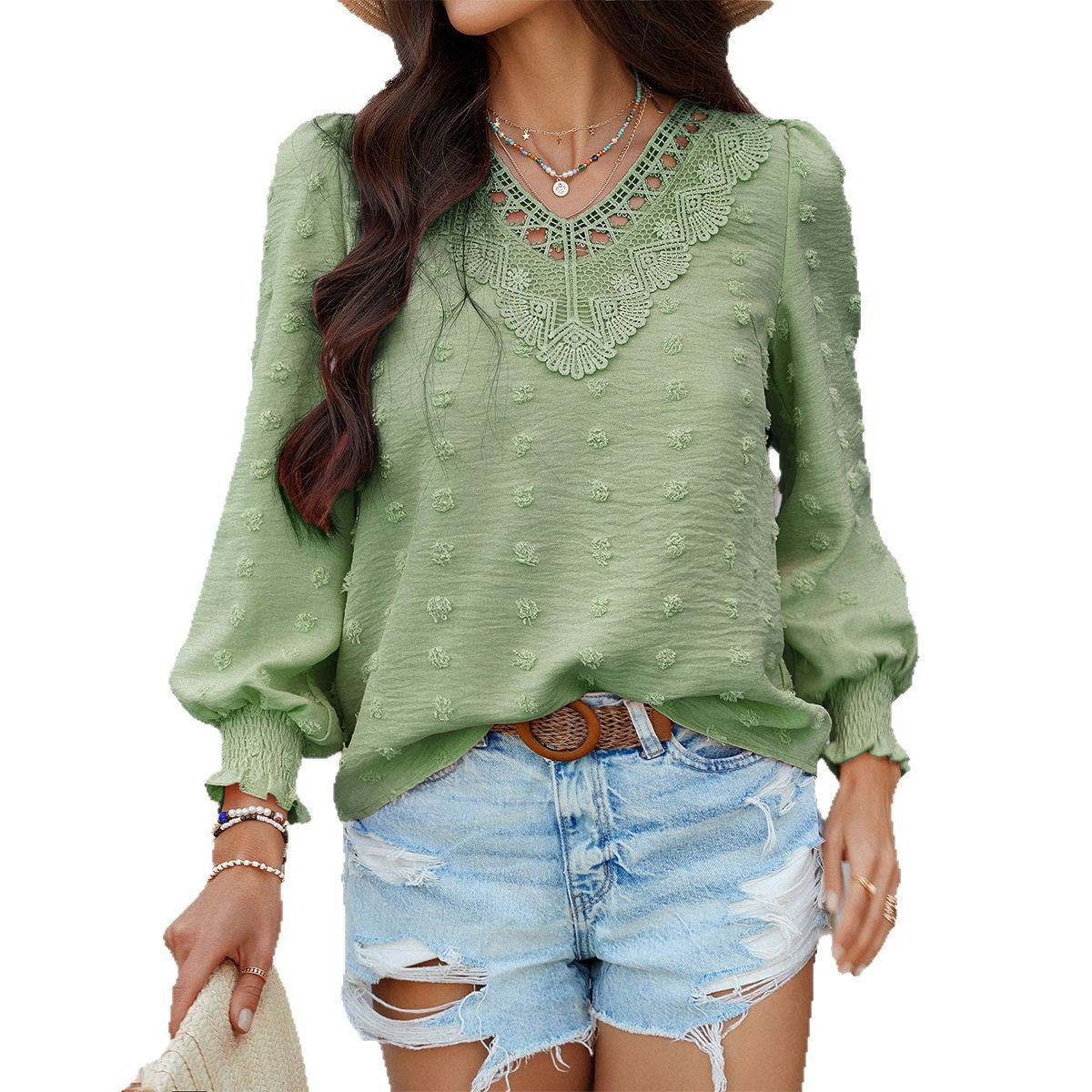 Choubery Casual Resort-Style Jacquard Embroidered Long-Sleeve Shirt