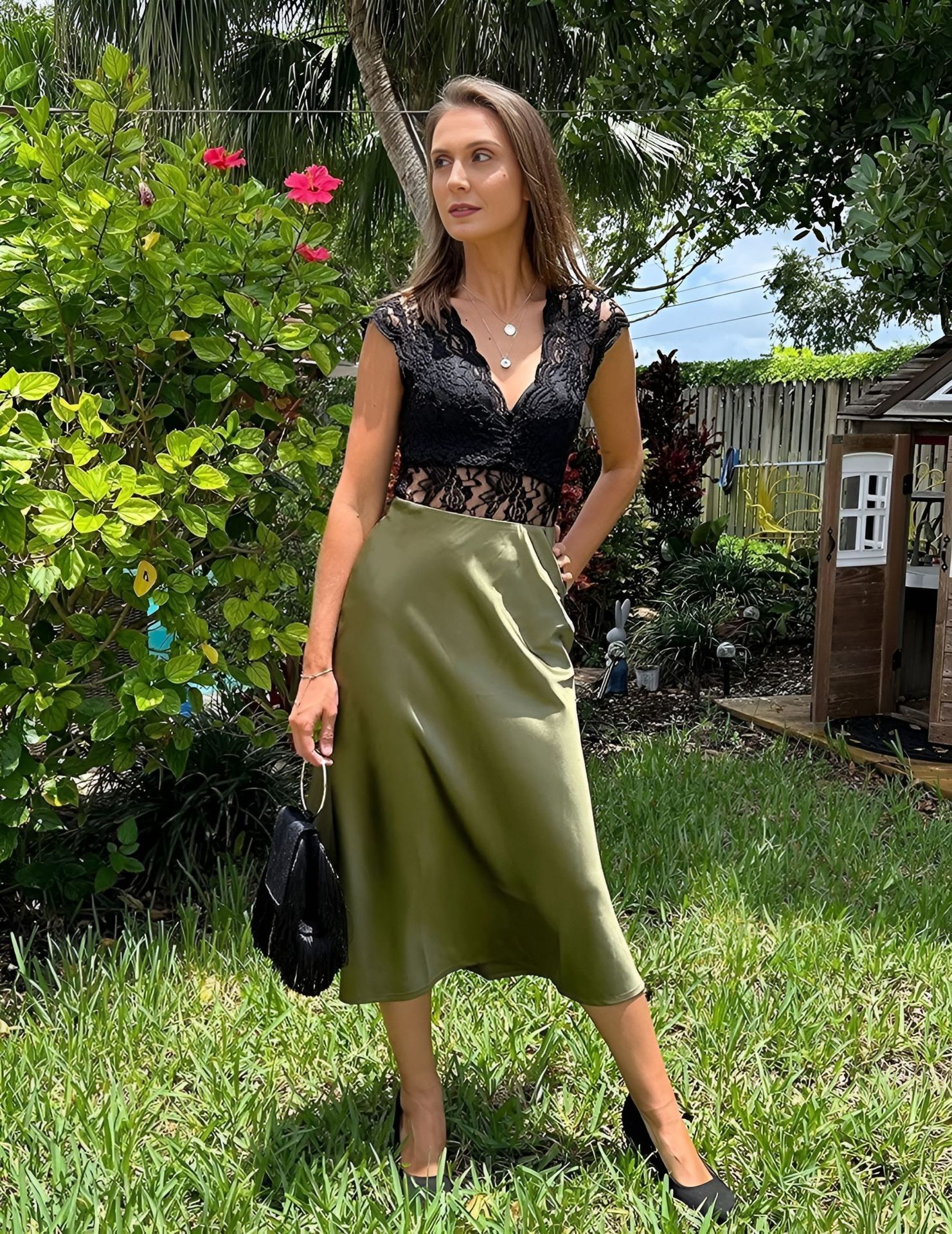 Choubery Effortless Glam Autumn Midi Satin Skirt
