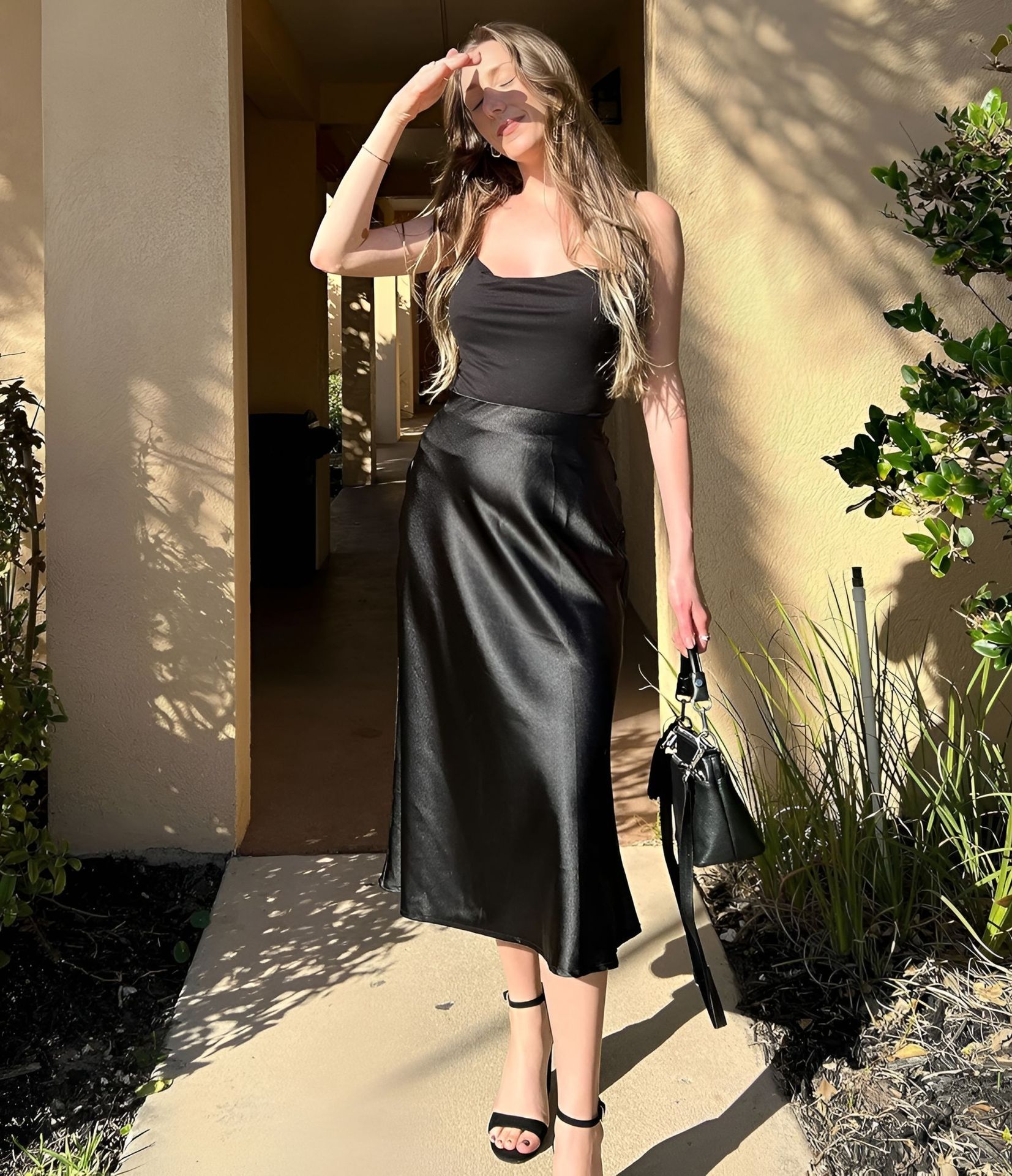 Choubery Effortless Glam Autumn Midi Satin Skirt