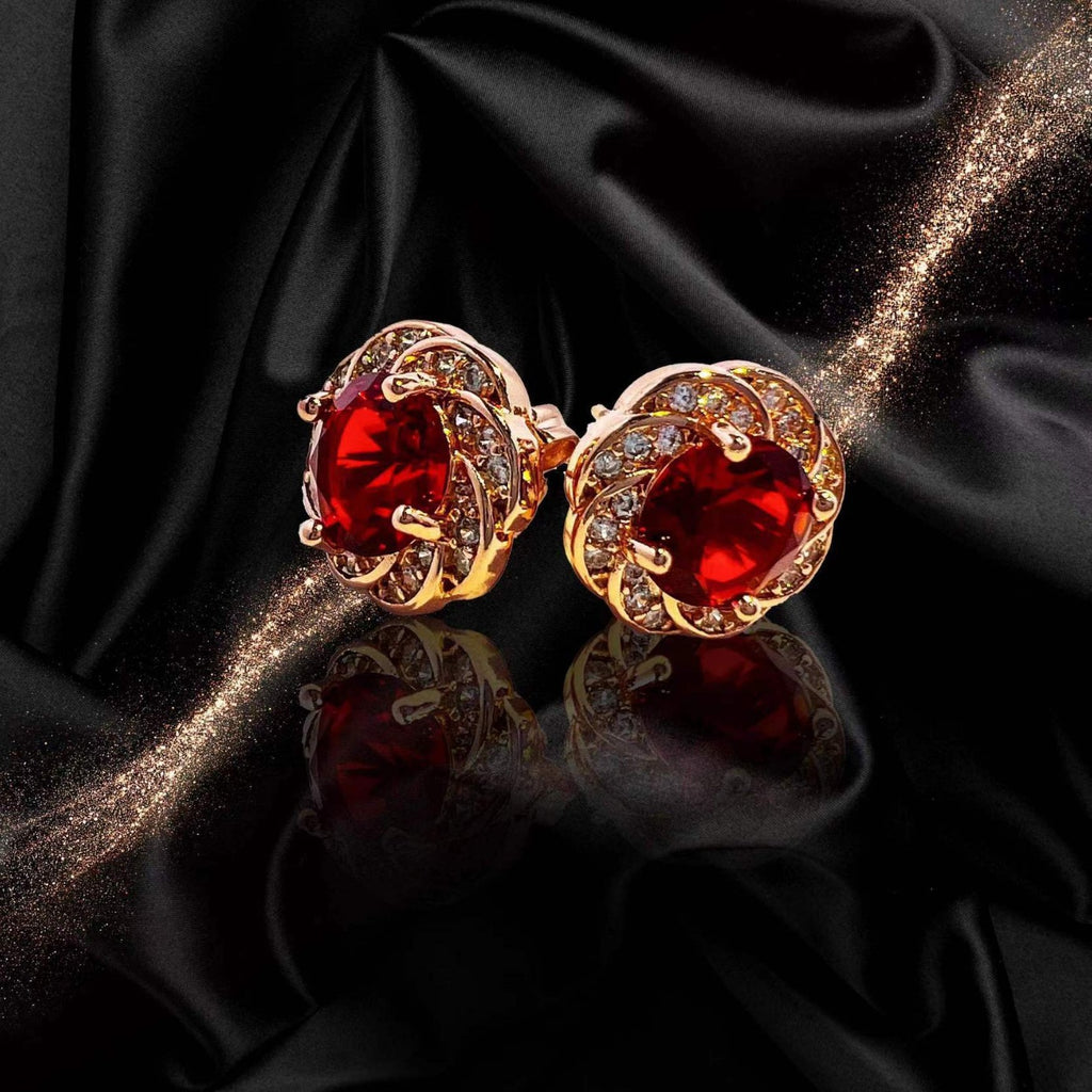 Choubery Ruby Heart Gemstone Pendant Necklace Jewelry Set