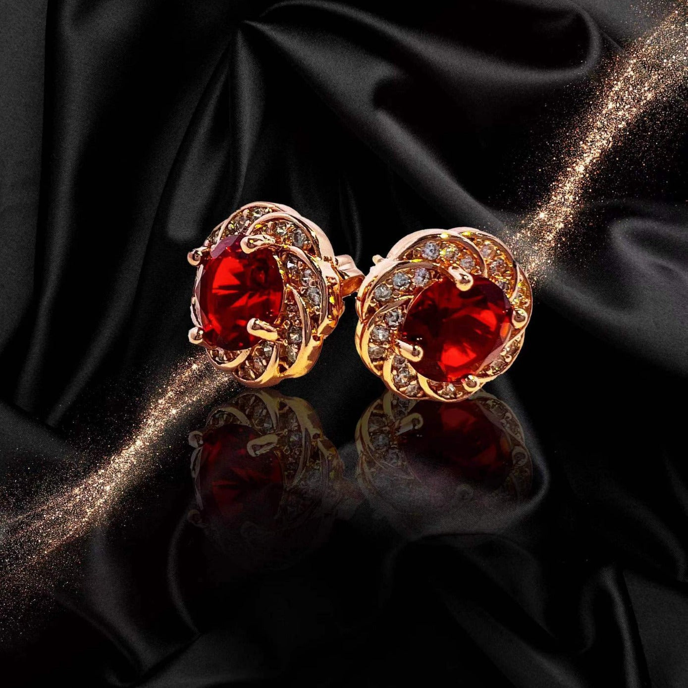 Choubery Ruby Heart Gemstone Pendant Necklace Jewelry Set